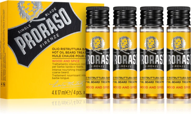 Image of Proraso Olio Ristruttura Barba Wood and Spice 4x17 ml