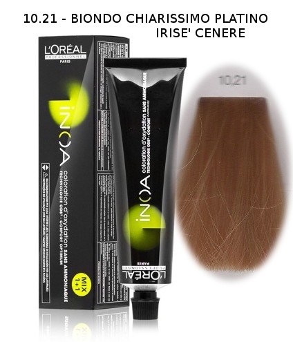 Image of L'Oréal Inoa - 10.21 - biondo chiarissimo platino irisé cenere